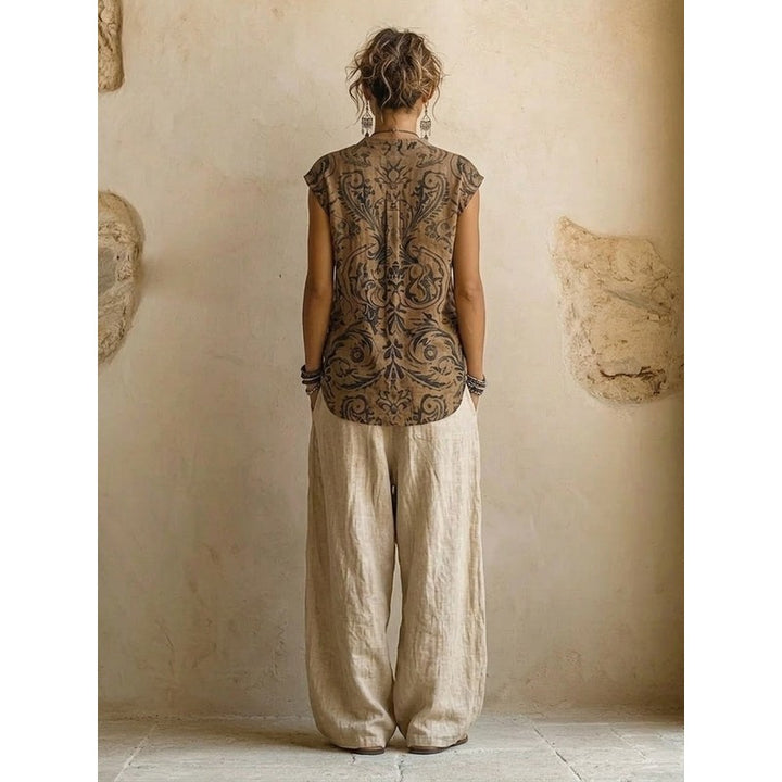 Women's 3-Piece Set - Wide Leg Pants, Sleeveless Top, Maxi Cardigan