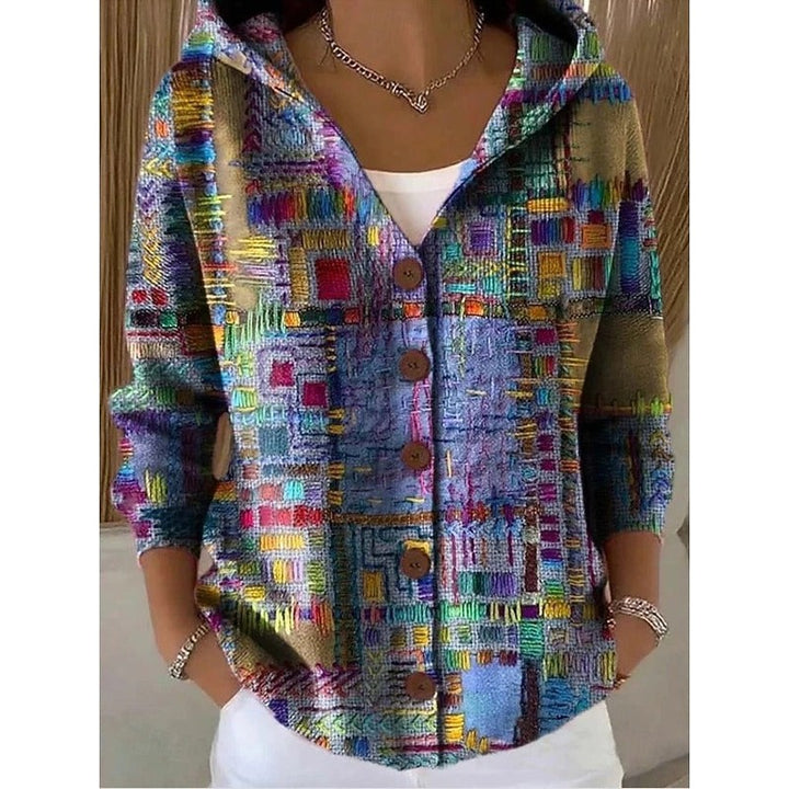 Women's Abstract Print Cardigan - Button Front