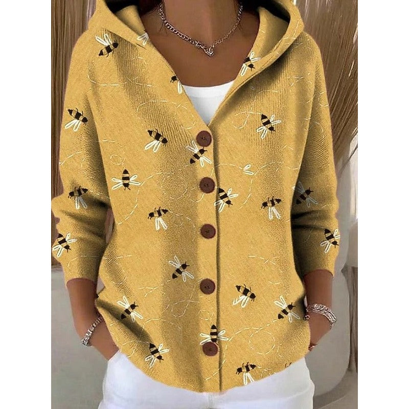 Women's Abstract Print Cardigan - Button Front