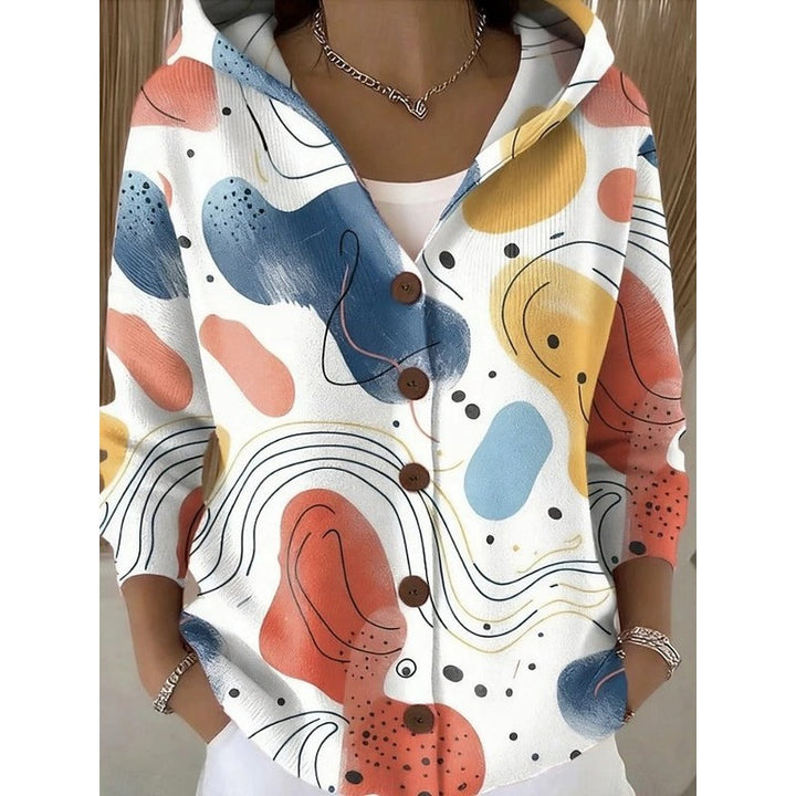 Women's Abstract Print Cardigan - Button Front
