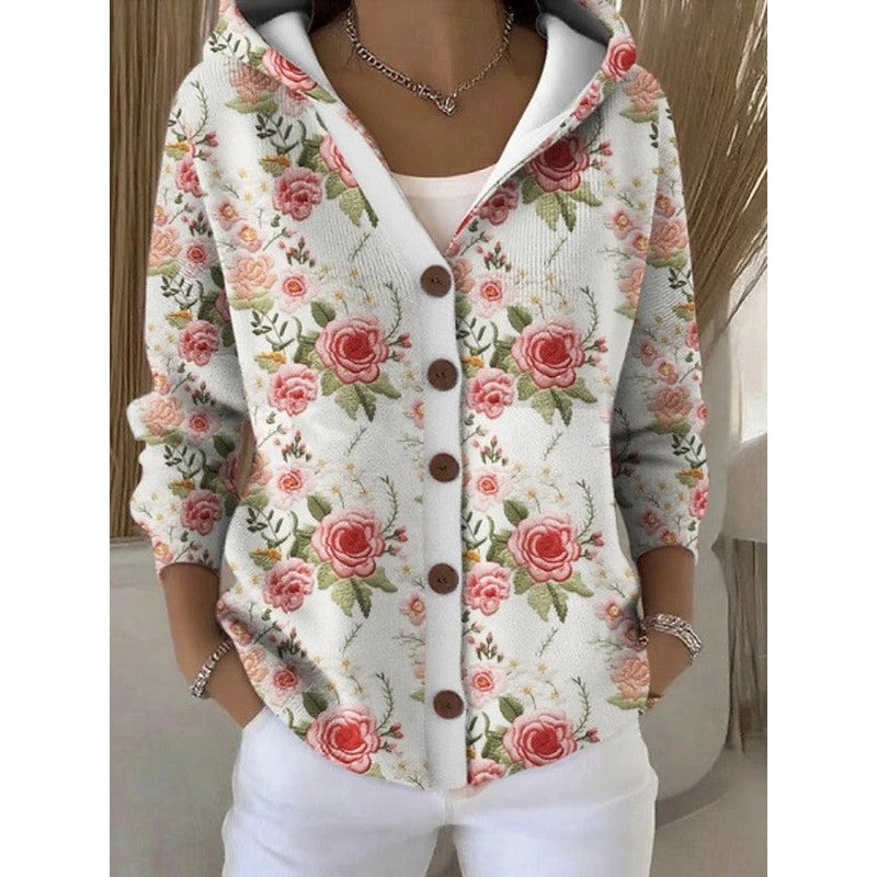 Women's Abstract Print Cardigan - Button Front