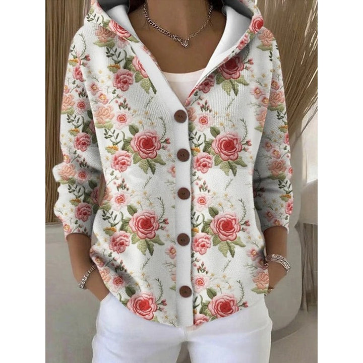 Women's Abstract Print Cardigan - Button Front