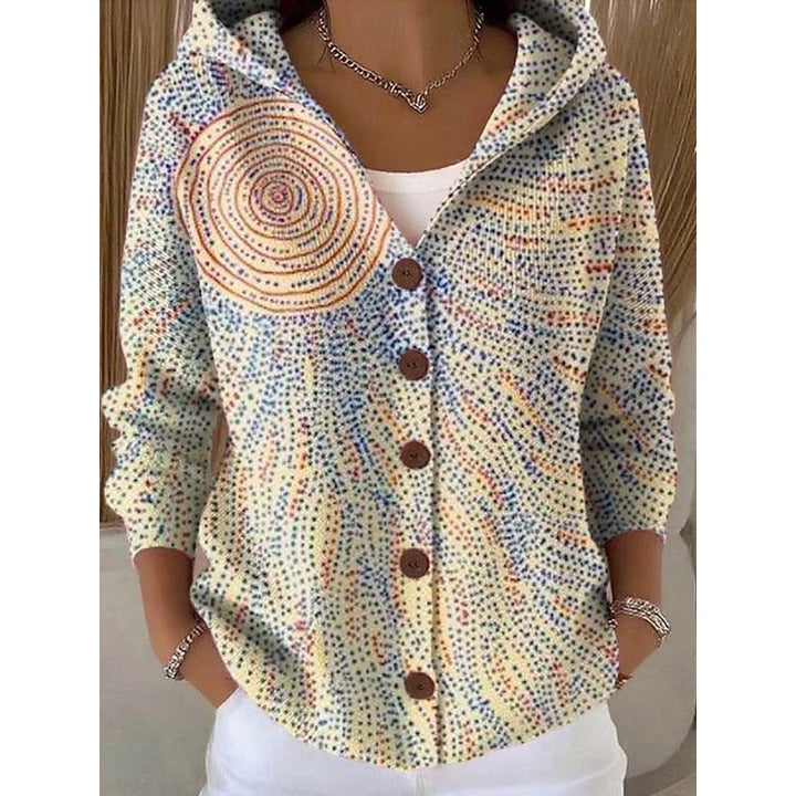Women's Abstract Print Cardigan - Button Front