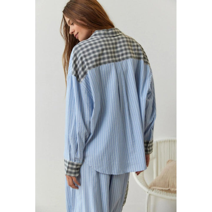 Women's Button-Up Pajama Set - Mixed Pattern