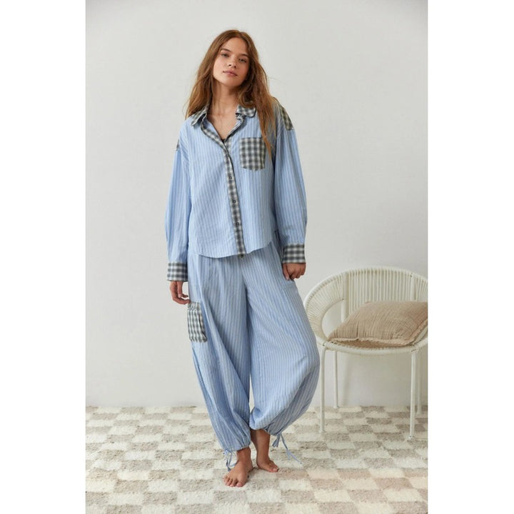 Women's Button-Up Pajama Set - Mixed Pattern