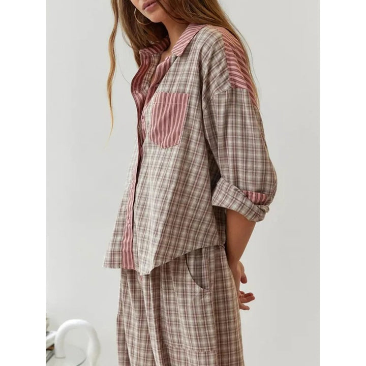 Women's Button-Up Pajama Set - Mixed Pattern