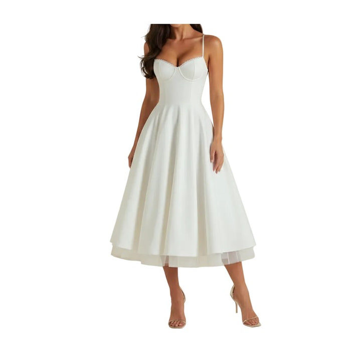 Women's Corset Midi Dress - Thin Straps