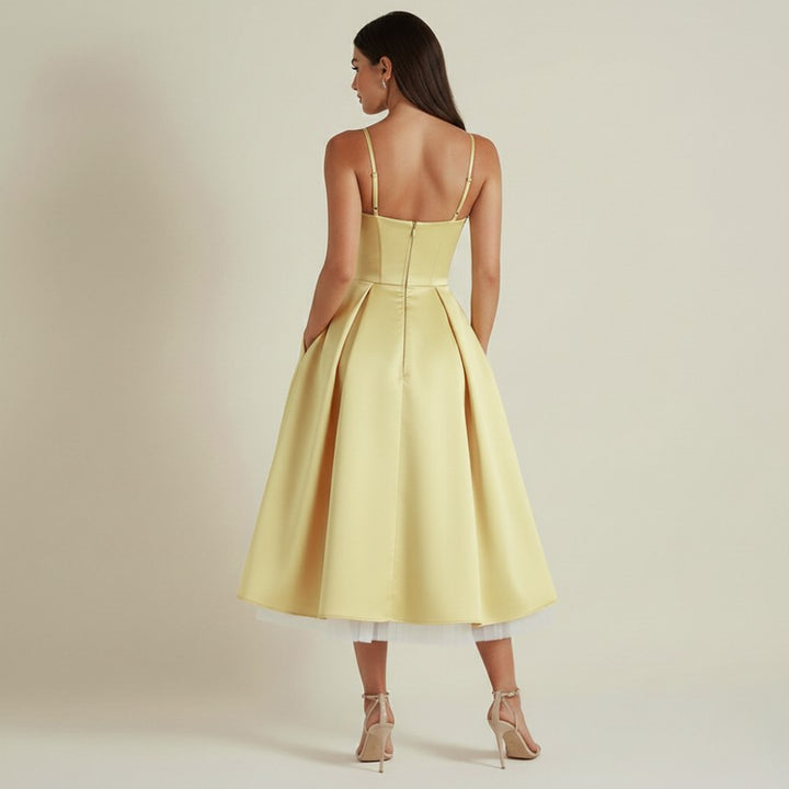 Women's Corset Midi Dress - Thin Straps