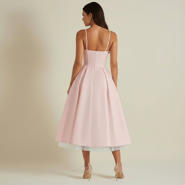 Women's Corset Midi Dress - Thin Straps