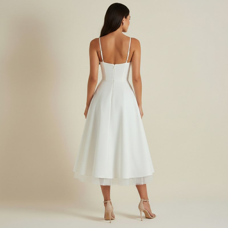 Women's Corset Midi Dress - Thin Straps