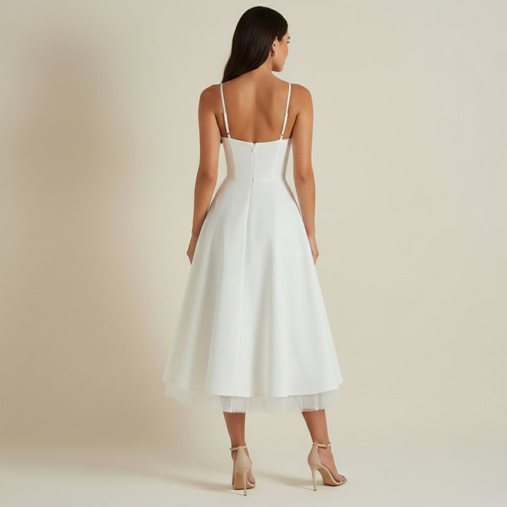 Women's Corset Midi Dress - Thin Straps