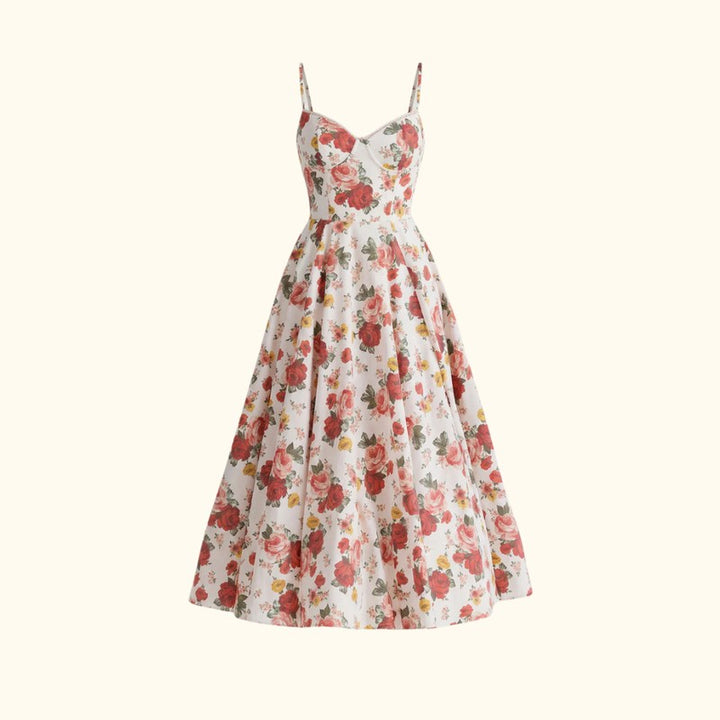 Women's Corset Midi Dress - Thin Straps