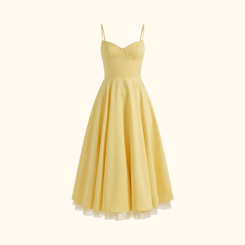 Women's Corset Midi Dress - Thin Straps
