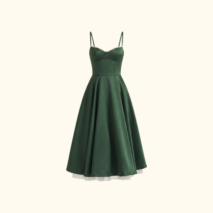 Women's Corset Midi Dress - Thin Straps