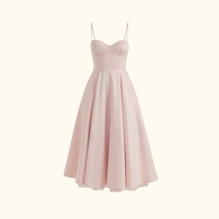 Women's Corset Midi Dress - Thin Straps