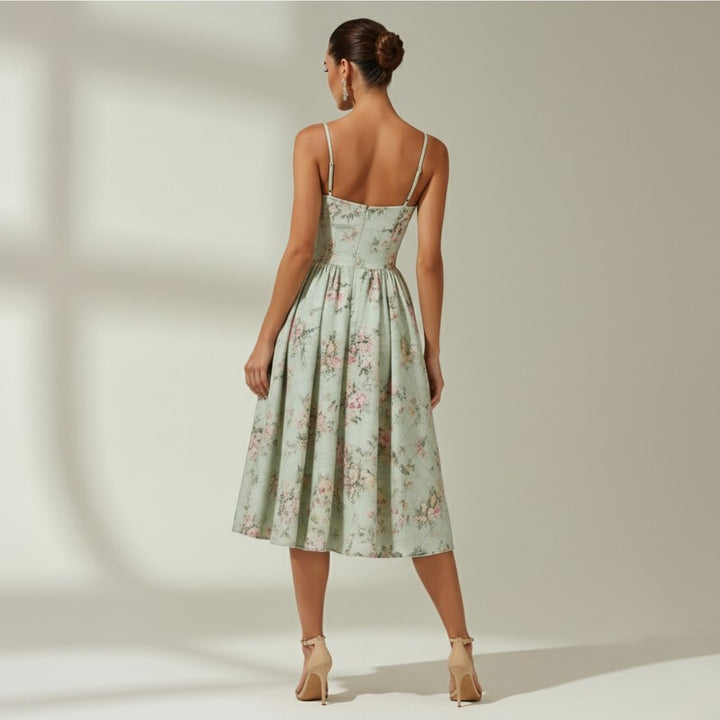 Women's Corset Midi Dress - Thin Straps