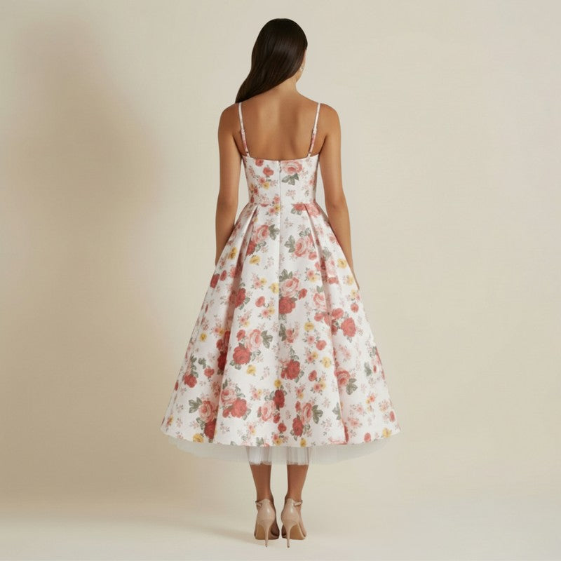Women's Corset Midi Dress - Thin Straps