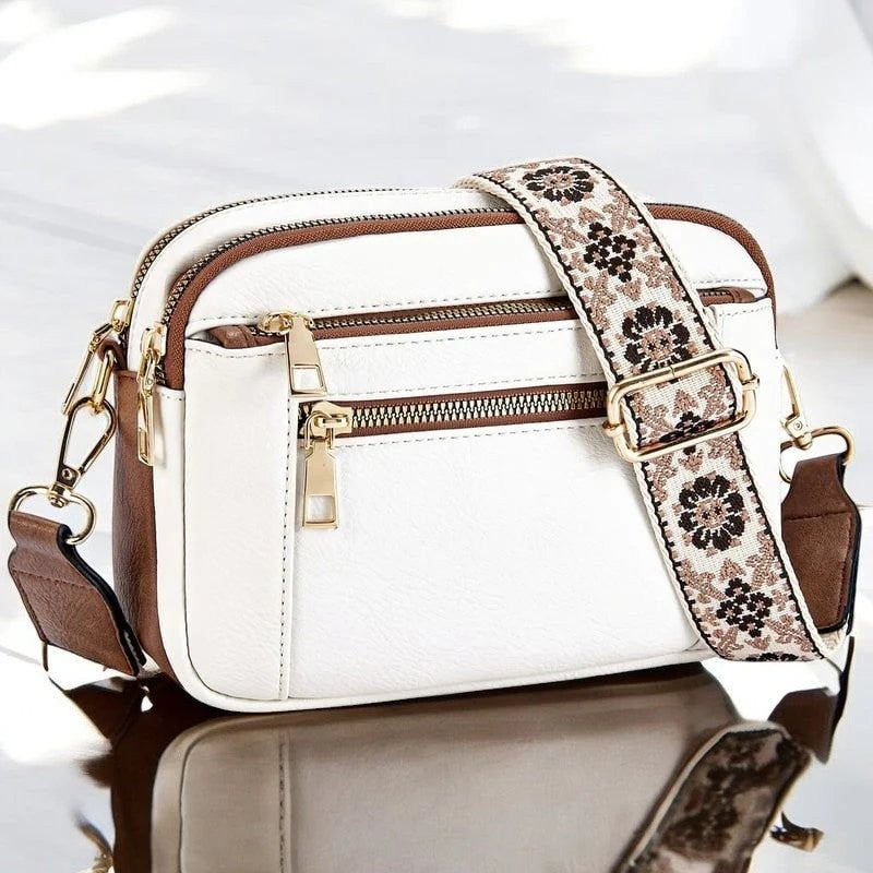 Women's Crossbody Bag - Adjustable Floral Strap