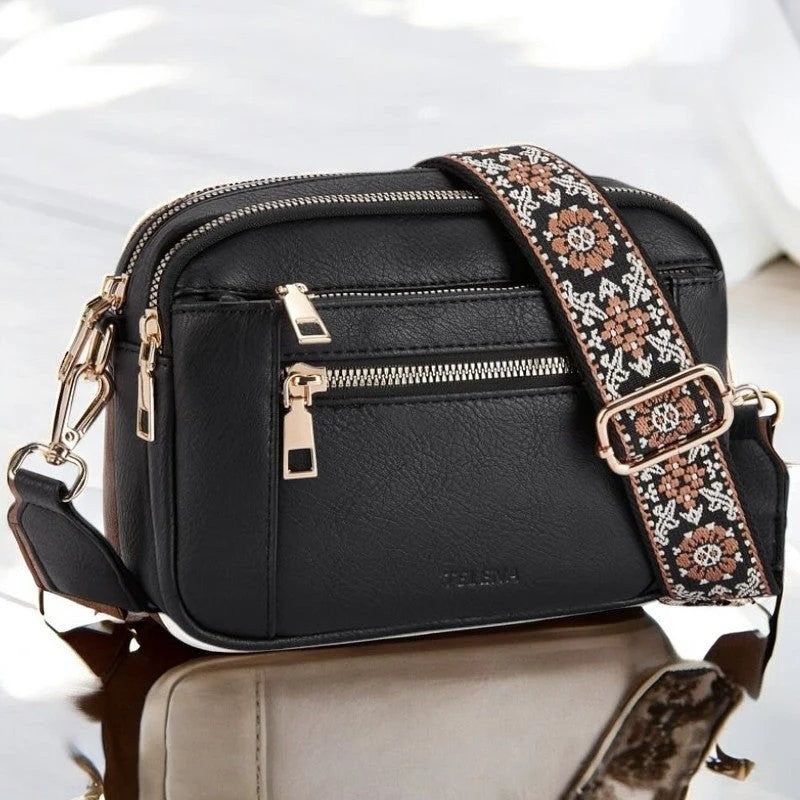 Women's Crossbody Bag - Adjustable Floral Strap
