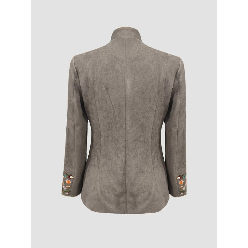 Women's Embroidered Jacket - Stand-Up Collar