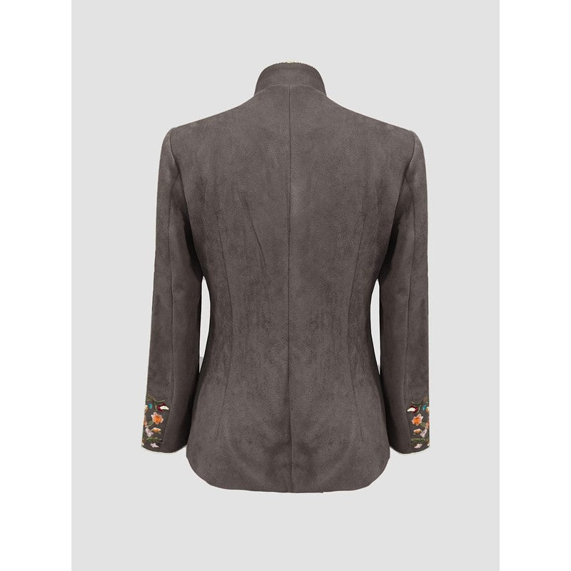 Women's Embroidered Jacket - Stand-Up Collar