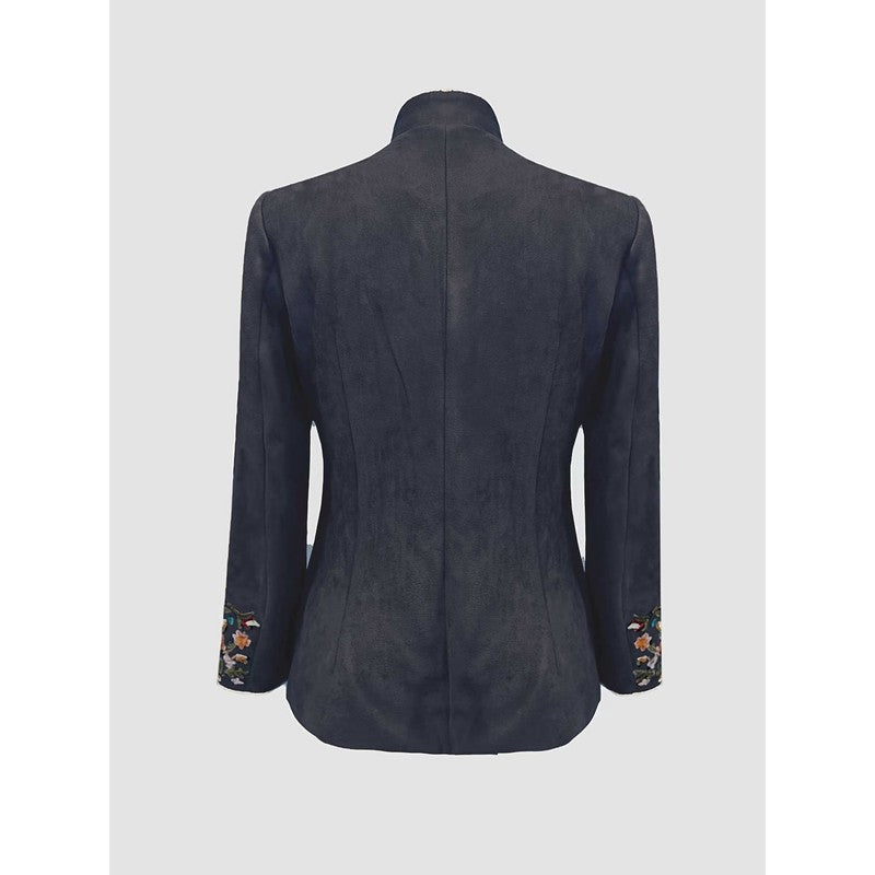 Women's Embroidered Jacket - Stand-Up Collar