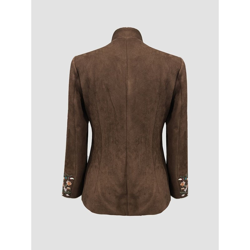 Women's Embroidered Jacket - Stand-Up Collar
