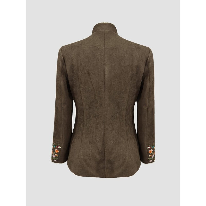 Women's Embroidered Jacket - Stand-Up Collar