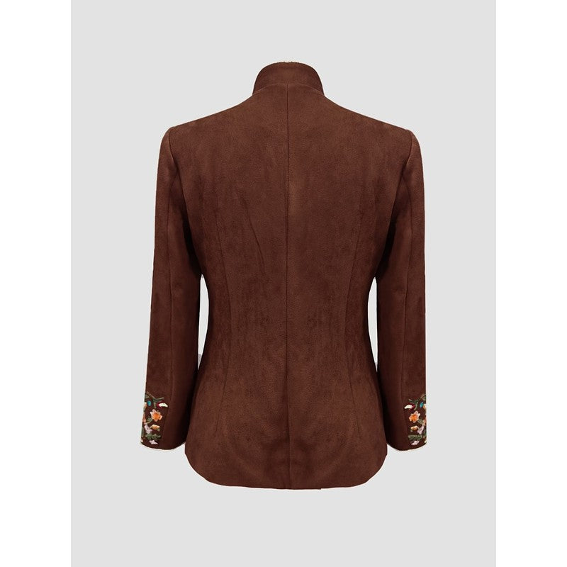 Women's Embroidered Jacket - Stand-Up Collar