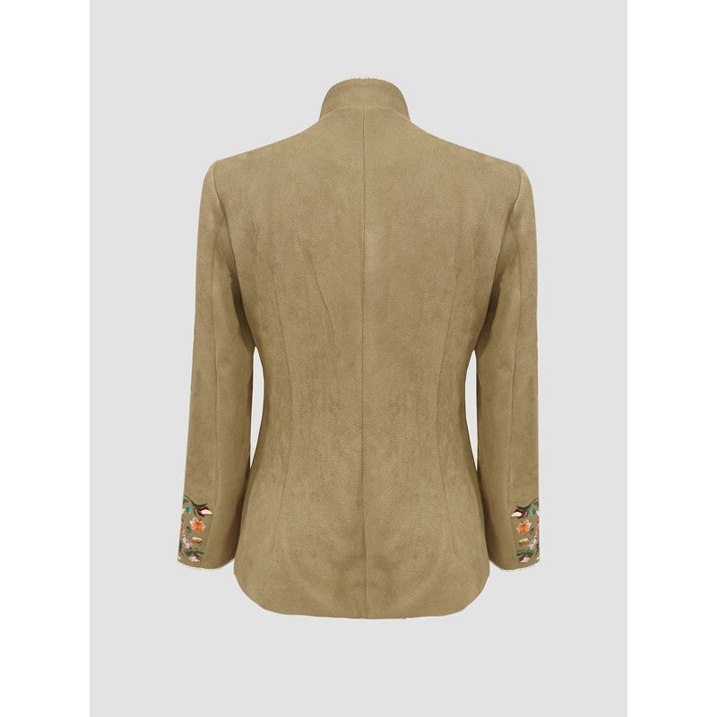 Women's Embroidered Jacket - Stand-Up Collar