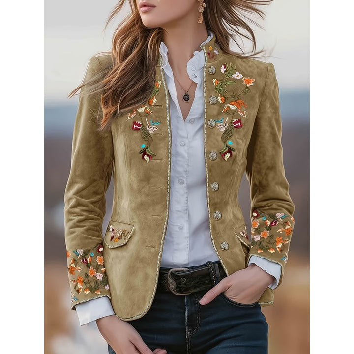 Women's Embroidered Jacket - Stand-Up Collar