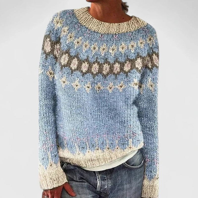 Women's Fair Isle Crew Neck Sweater - Nordic Pattern