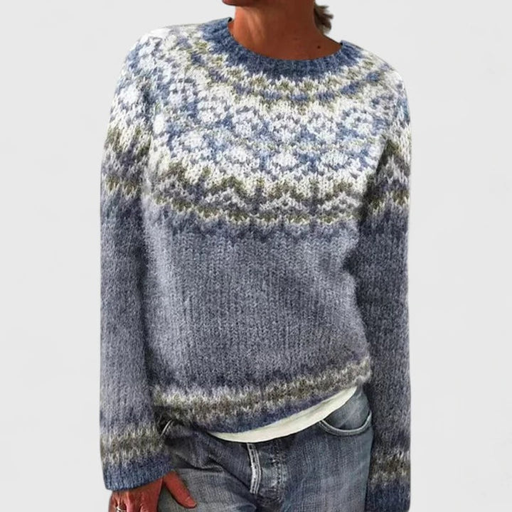 Women's Fair Isle Crew Neck Sweater - Nordic Pattern