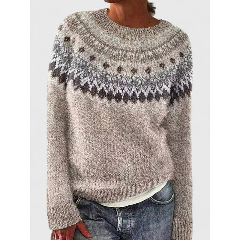 Women's Fair Isle Crew Neck Sweater - Nordic Pattern