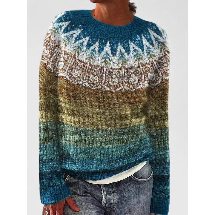 Women's Fair Isle Crew Neck Sweater - Nordic Pattern