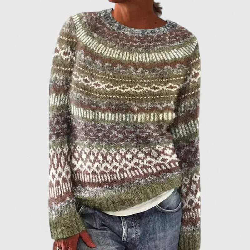 Women's Fair Isle Crew Neck Sweater - Nordic Pattern