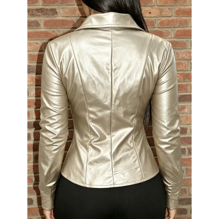 Women's Fitted Cropped Jacket - Pointed Collar