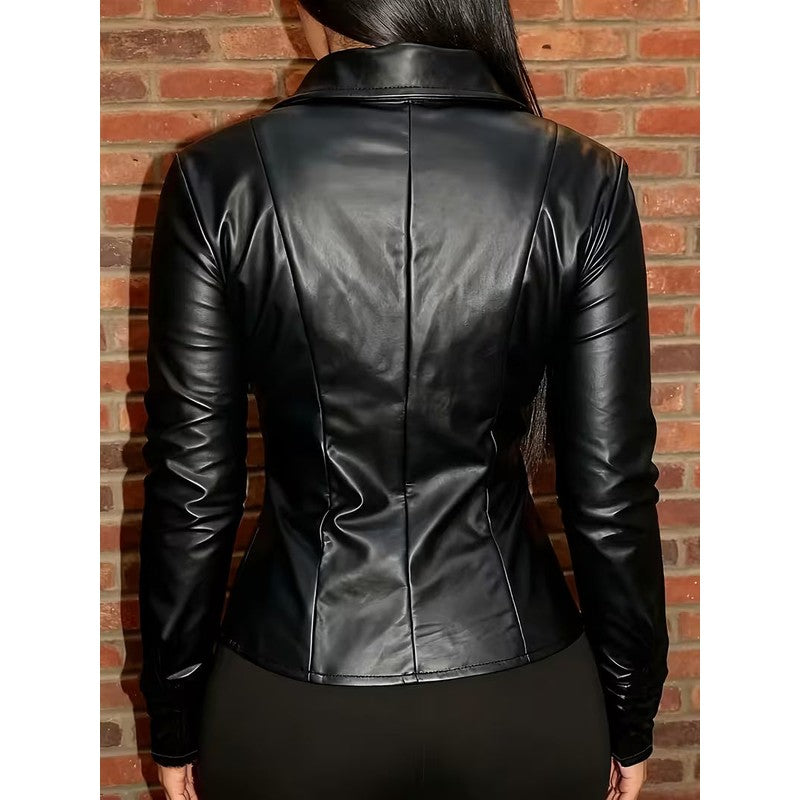 Women's Fitted Cropped Jacket - Pointed Collar