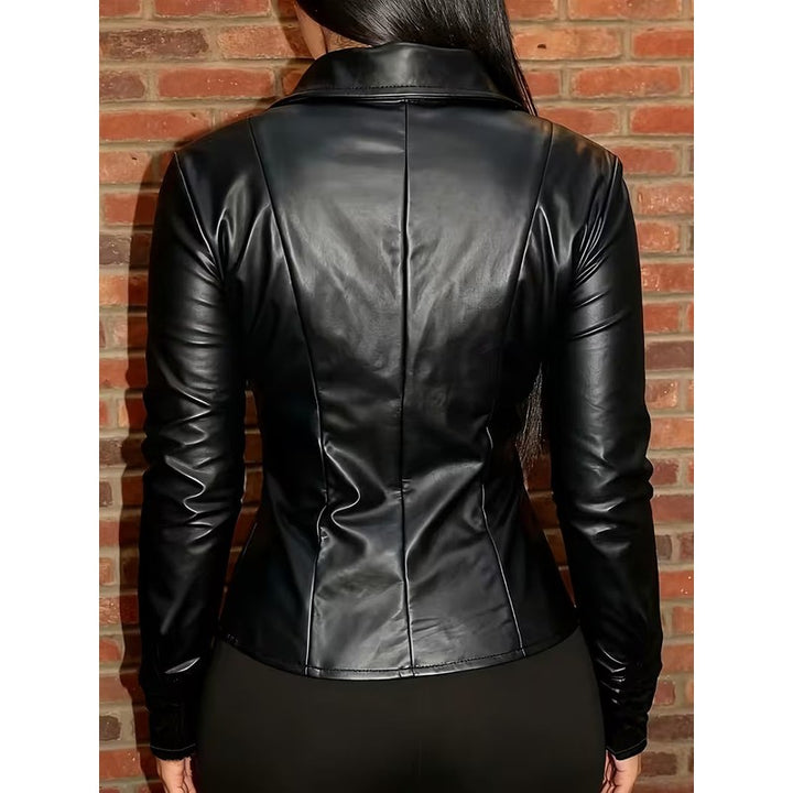 Women's Fitted Cropped Jacket - Pointed Collar