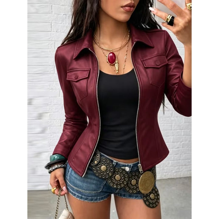 Women's Fitted Cropped Jacket - Pointed Collar