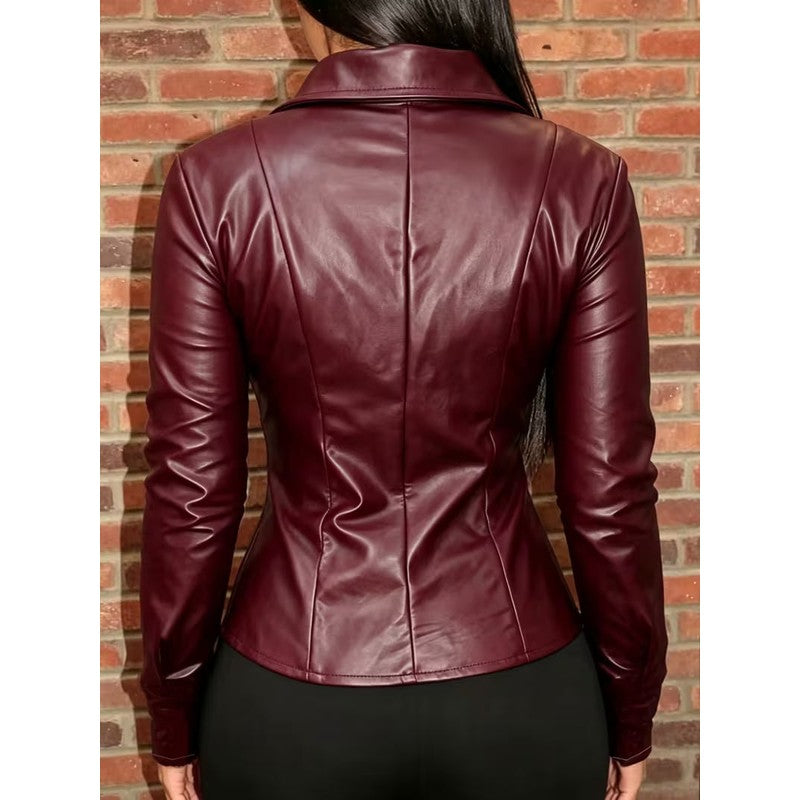 Women's Fitted Cropped Jacket - Pointed Collar