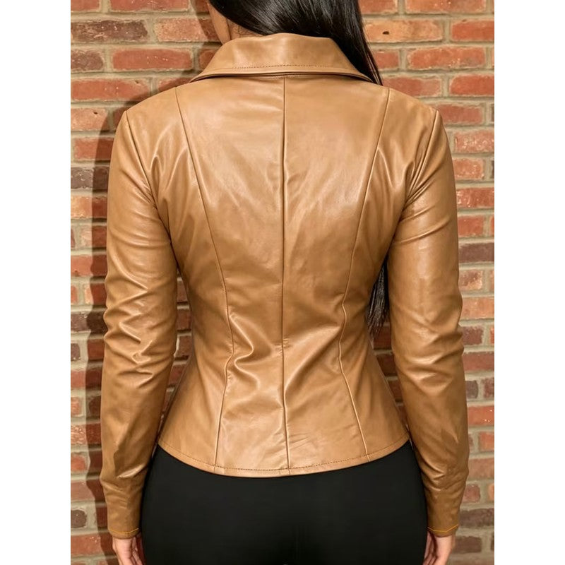 Women's Fitted Cropped Jacket - Pointed Collar