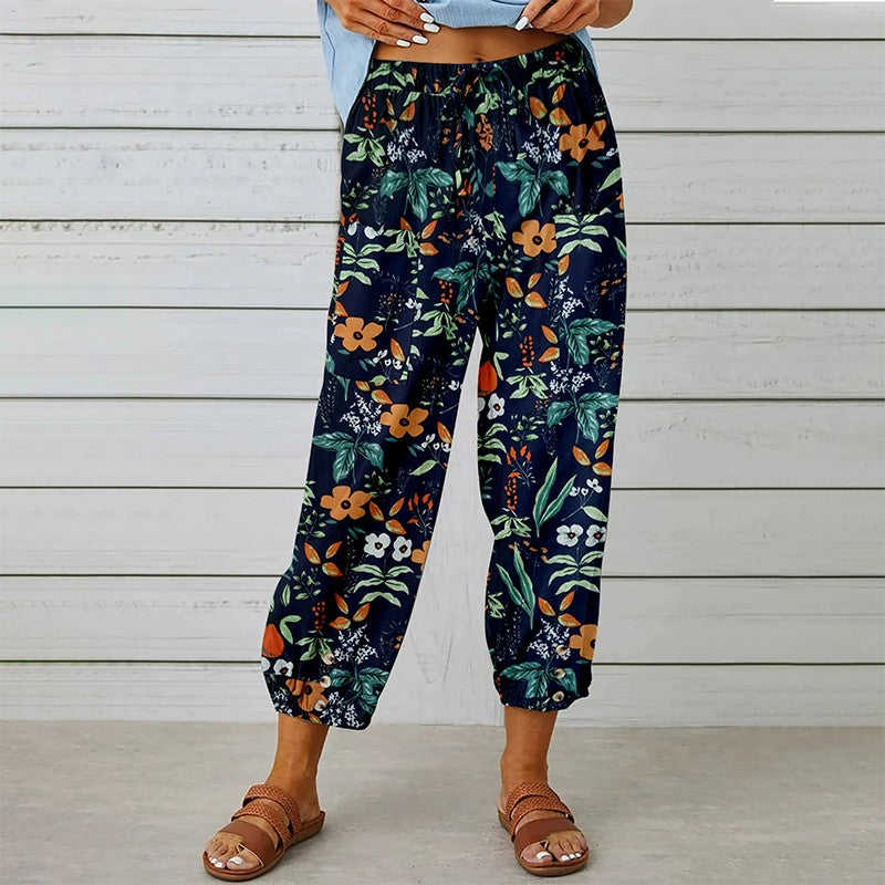 Women's Harem Pants - High Waist Elastic Ankle