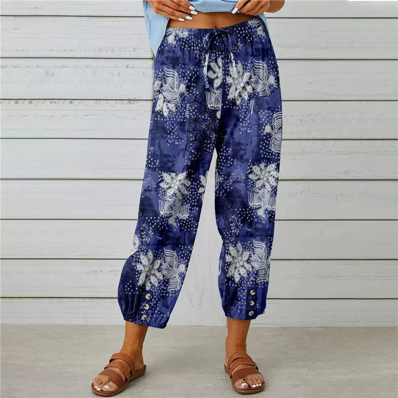 Women's Harem Pants - High Waist Elastic Ankle