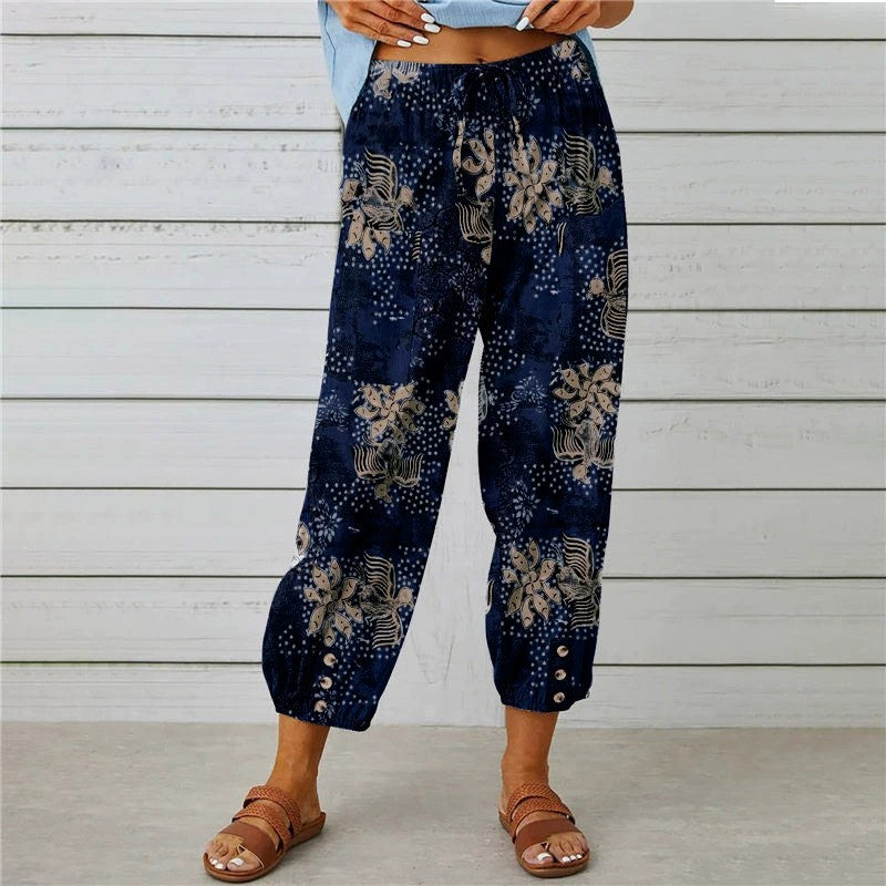 Women's Harem Pants - High Waist Elastic Ankle