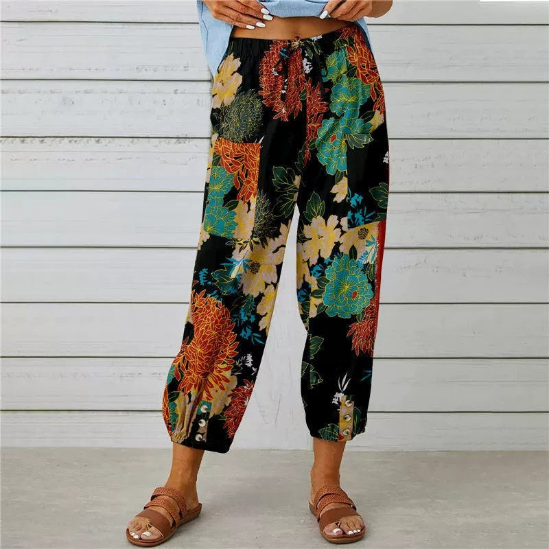 Women's Harem Pants - High Waist Elastic Ankle