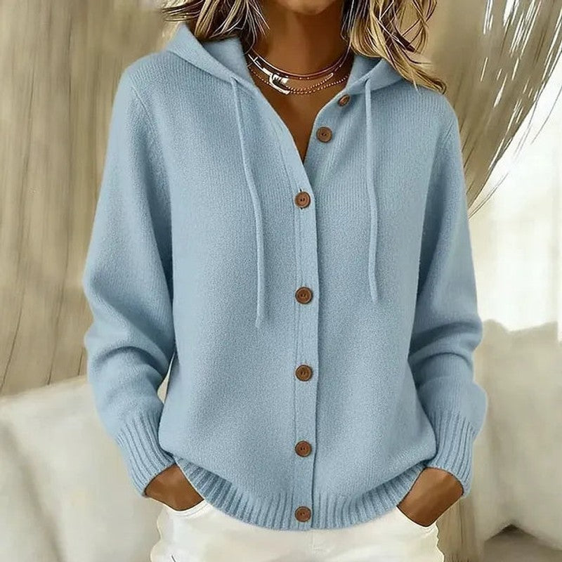 Women's Hooded Button-Up Cardigan - Relaxed Fit