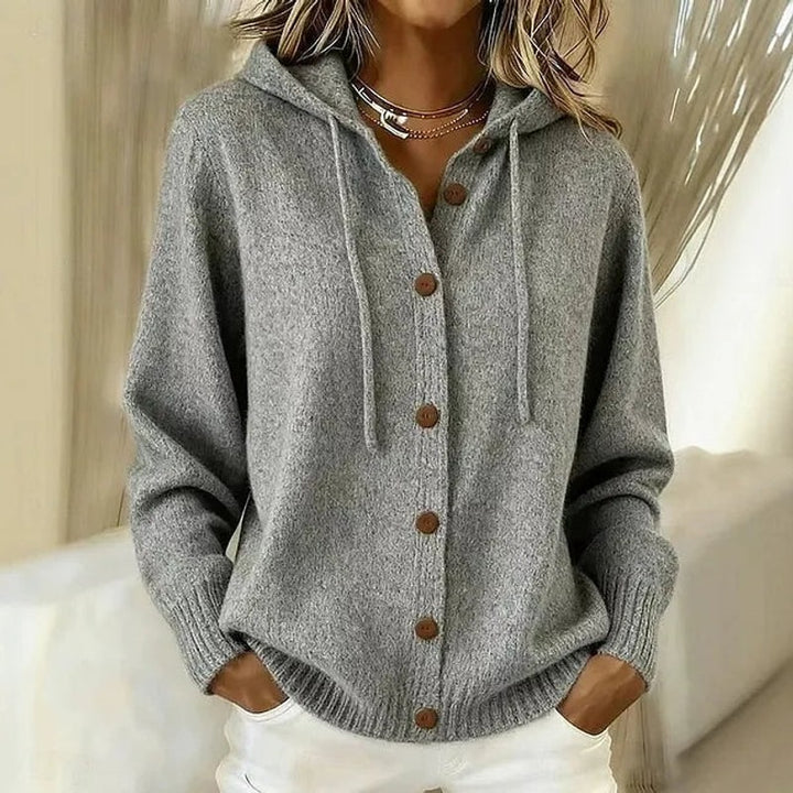 Women's Hooded Button-Up Cardigan - Relaxed Fit