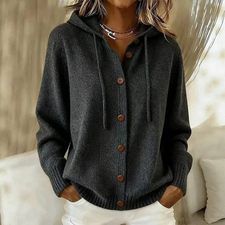 Women's Hooded Button-Up Cardigan - Relaxed Fit