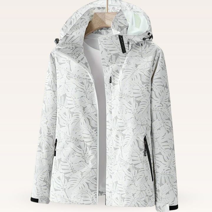 Women's Hooded Jacket - Leaf Print